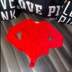 Express Bold Red Cutout Bodysuit